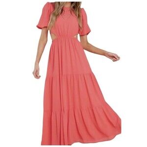 Aura Maxi Dress Medium Puff Sleeve Cut‎ Outs Party Casual Wedding